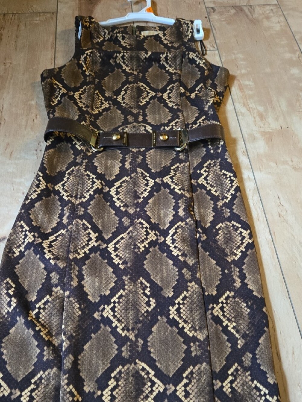 MICHAEL Michael Kors Brown & Gold Snake-Print Midi Dress